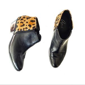 Leather & Cheetah Pull On Booties, Sz 9